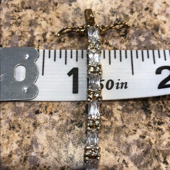 Gold Color over Sterling Tennis Style Bracelet - Picture 6 of 17